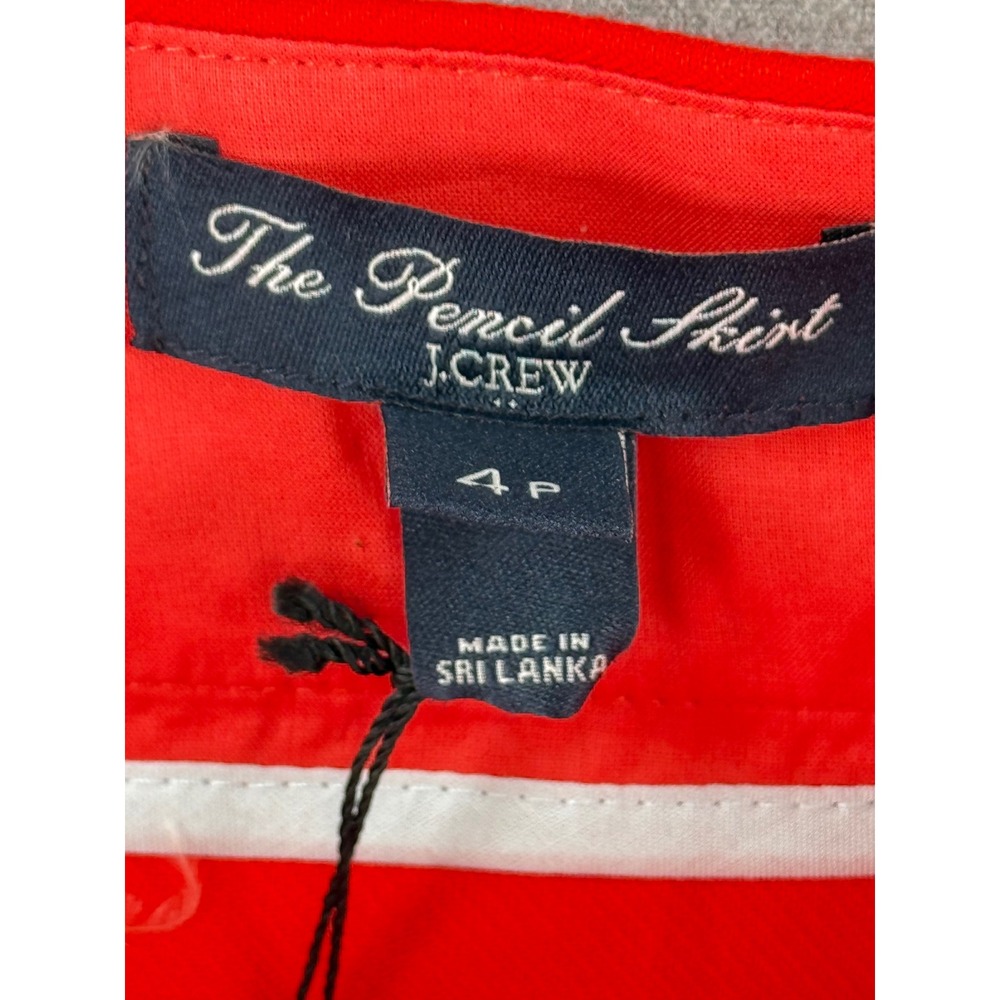 J.Crew Factory The Pencil Skirt Red Cotton Petite Size 4P A6661 - Picture 3 of 9